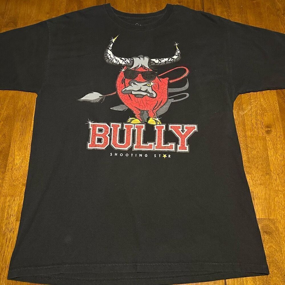 Bully Shooting Star Black Red Graphic Print Mens Streetwear Y2K Shirt Size Large